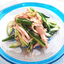 茹で鶏の梅ダレ和え